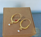 Croatian Filigree Hoop Earrings, Gold Plated Hoop Earrings, Pearl Dangle Hoops, Wedding Earrings, 24k Gold Plated Sterling Silver Earrings - CroatianJewelryCraft