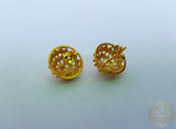 Statement 14k Gold Studs, Croatian Filigree Studs, 14k Gold Statement Earrings, Solid Gold Stud Earrings, Gold Unique Earrings for Women - CroatianJewelryCraft