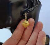 Traditional Croatian Earrings, Filigree Ball Earrings, 24k Gold Plated Dangle Earrings, Dubrovnik Jewelry, Gold Plated Sterling Silver - CroatianJewelryCraft