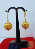 Traditional Croatian Earrings, Filigree Ball Earrings, 24k Gold Plated Dangle Earrings, Dubrovnik Jewelry, Gold Plated Sterling Silver - CroatianJewelryCraft