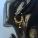 Croatian Filigree Hoop Earrings, Gold Plated Hoop Earrings, Pearl Dangle Hoops, Wedding Earrings, 24k Gold Plated Sterling Silver Earrings - CroatianJewelryCraft