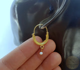 Croatian Filigree Hoop Earrings, Gold Plated Hoop Earrings, Pearl Dangle Hoops, Wedding Earrings, 24k Gold Plated Sterling Silver Earrings - CroatianJewelryCraft