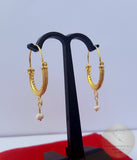 Croatian Filigree Hoop Earrings, Gold Plated Hoop Earrings, Pearl Dangle Hoops, Wedding Earrings, 24k Gold Plated Sterling Silver Earrings - CroatianJewelryCraft