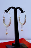 Croatian Hoop Earrings, Sterling Silver Filigree Hoops, White Pearl Dangle Hoops, Konavle Earrings, Dubrovnik Jewelry, Wedding Jewelry