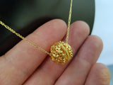 14k Gold Pendant, Sliding Gold Ball Pendant, Croatian Filigree Ball Pendant, Solid Gold Filigree Pendant, Ethno Dubrovnik Jewelry - CroatianJewelryCraft