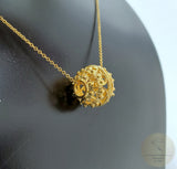 14k Gold Pendant, Sliding Gold Ball Pendant, Croatian Filigree Ball Pendant, Solid Gold Filigree Pendant, Ethno Dubrovnik Jewelry - CroatianJewelryCraft