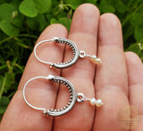 Croatian Hoop Earrings, Sterling Silver Filigree Hoops, White Pearl Dangle Hoops, Konavle Earrings, Dubrovnik Jewelry, Wedding Jewelry - CroatianJewelryCraft