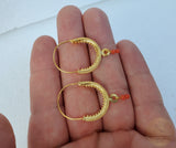 Dubrovnik Filigree Hoop Earrings, 14k Gold Red Coral Earrings, Traditional Croatian Solid 14k Gold Hoops, Mediterranean Coral Dangle Hoops