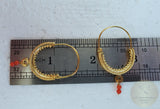 Dubrovnik Filigree Hoop Earrings, 14k Gold Red Coral Earrings, Traditional Croatian Solid 14k Gold Hoops, Mediterranean Coral Dangle Hoops