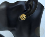 14k Gold Stud Earrings, Traditional Croatian Filigree Studs, Simple Large Gold Stud Earrings, Dubrovnik Jewelry, Filigree Bridal Earrings - CroatianJewelryCraft