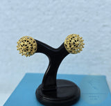 14k Gold Stud Earrings, Traditional Croatian Filigree Studs, Simple Large Gold Stud Earrings, Dubrovnik Jewelry, Filigree Bridal Earrings - CroatianJewelryCraft