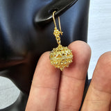Traditional Croatian 14k Gold Earrings, Large Gold Earrings, Gold Statement Earrings, Dubrovnik Filigree Ball Earrings, Wedding Earrings - CroatianJewelryCraft