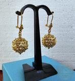 Traditional Croatian 14k Gold Earrings, Large Gold Earrings, Gold Statement Earrings, Dubrovnik Filigree Ball Earrings, Wedding Earrings - CroatianJewelryCraft