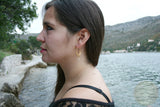 14k Gold Filigree Hoops, Traditional Croatian - Konavle Earrings, 14k Gold Earrings, White Pearl Dangle Hoops In 14k Gold, Wedding Jewelry