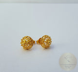 14k Gold Stud Earrings, Traditional Croatian Earrings, 14k Gold Studs, Dubrovnik Earrings, Gold Filigree Studs, Minimal Half Ball Studs - CroatianJewelryCraft