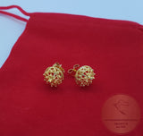 14k Gold Stud Earrings, Traditional Croatian Earrings, 14k Gold Studs, Dubrovnik Earrings, Gold Filigree Studs, Minimal Half Ball Studs - CroatianJewelryCraft