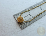 Traditional Croatian Thin Chain Necklace, Minimalist Gold Plated Chain Slider Dubrovnik Filigree Ball Floating Pendant Layering Necklace