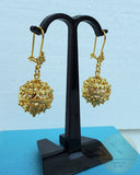 Traditional Croatian Earrings, Filigree Ball Earrings, 24k Gold Plated Dangle Earrings, Dubrovnik Jewelry, Gold Plated Sterling Silver