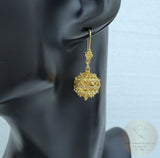 Traditional Croatian Earrings, Filigree Ball Earrings, 24k Gold Plated Dangle Earrings, Dubrovnik Jewelry, Gold Plated Sterling Silver
