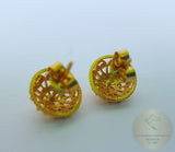 Ethnic Croatian Simple 14k Gold Stud Earrings, 14k Gold Earrings, Gold Filigree Studs, 14k Gold Studs, Gold Wedding Earrings - CroatianJewelryCraft