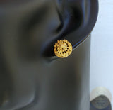 Ethnic Croatian Simple 14k Gold Stud Earrings, 14k Gold Earrings, Gold Filigree Studs, 14k Gold Studs, Gold Wedding Earrings - CroatianJewelryCraft