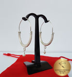 Croatian Hoop Earrings, Sterling Silver Filigree Hoops, White Pearl Dangle Hoops, Konavle Earrings, Dubrovnik Jewelry, Wedding Jewelry - Traditional Croatian Jewelry