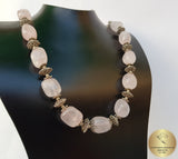 Beaded Rose Quartz Necklace, Healing Pink Stone Necklace, Pink Necklace, Sterling Silver Filigree Necklace, October Birthstone, Unique Gift - CroatianJewelryCraft
