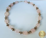 Beaded Rose Quartz Necklace, Healing Pink Stone Necklace, Pink Necklace, Sterling Silver Filigree Necklace, October Birthstone, Unique Gift - CroatianJewelryCraft