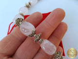 Beaded Rose Quartz Necklace, Healing Pink Stone Necklace, Pink Necklace, Sterling Silver Filigree Necklace, October Birthstone, Unique Gift - CroatianJewelryCraft