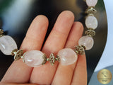 Beaded Rose Quartz Necklace, Healing Pink Stone Necklace, Pink Necklace, Sterling Silver Filigree Necklace, October Birthstone, Unique Gift - CroatianJewelryCraft