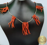 Unique Coral Branch Necklace, Precious Mediterranean Coral Necklace, Chandelier Necklace, Statement Necklace, Bib Necklace, Natural Coral - Traditional Croatian Jewelry