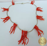 Unique Coral Branch Necklace, Precious Mediterranean Coral Necklace, Chandelier Necklace, Statement Necklace, Bib Necklace, Natural Coral - Traditional Croatian Jewelry