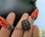 Dubrovnik Filigree Ball Necklace, Coral and Turquoise Statement Necklace, Mediterranean Orange- Red Coral Necklace, Sterling Silver Necklace - CroatianJewelryCraft