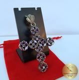 Amethyst Cross Pendant, Violet Stone Cross w Marcasite, Purple Cross, February Birthstone, Victorian Cross, Antique Style Cross, Gothic - CroatianJewelryCraft