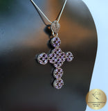 Amethyst Cross Pendant, Violet Stone Cross w Marcasite, Purple Cross, February Birthstone, Victorian Cross, Antique Style Cross, Gothic - CroatianJewelryCraft