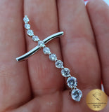 White Zircon Cross Pendant, White Stone Cross, Transparent White Cross, Simple Style Cross - CroatianJewelryCraft