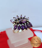Amethyst Flower Ring, Amethyst Gemstone Ring, Purple Floral Silver Ring, Sterling Silver Ring, Statement Ring, Violet Stone Ring, Boho Ring - CroatianJewelryCraft