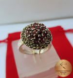 Flower Ring, Red Gemstone Ring, Garnet Ring, Burgundy Red Ring, Sterling Silver Ring, Womens ring Prong Ring, Cocktail Ring, Statement Ring - CroatianJewelryCraft