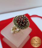 Flower Ring, Red Gemstone Ring, Garnet Ring, Burgundy Red Ring, Sterling Silver Ring, Womens ring Prong Ring, Cocktail Ring, Statement Ring - CroatianJewelryCraft