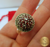 Flower Ring, Red Gemstone Ring, Garnet Ring, Burgundy Red Ring, Sterling Silver Ring, Womens ring Prong Ring, Cocktail Ring, Statement Ring - CroatianJewelryCraft