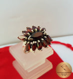 Garnet Flower Ring, Garnet Gemstone Ring, Red Floral Silver Ring, Silver Ring Garnet  Statement Ring, One of a kind ring, Boho Ring - CroatianJewelryCraft