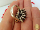 Garnet Flower Ring, Garnet Gemstone Ring, Red Floral Silver Ring, Silver Ring Garnet  Statement Ring, One of a kind ring, Boho Ring - CroatianJewelryCraft