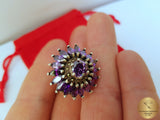 Natural Amethyst Ring w Marcasite, Sterling Silver Ring, Retro Ring, Violet Stone Rings, Purple Ring, Gemstone ring February Birthstone Ring - CroatianJewelryCraft