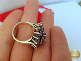 Natural Amethyst Ring w Marcasite, Sterling Silver Ring, Retro Ring, Violet Stone Rings, Purple Ring, Gemstone ring February Birthstone Ring - CroatianJewelryCraft