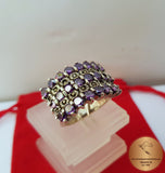 Natural Amethyst Ring w Marcasite, Sterling Silver Ring, Retro Ring, Violet Stone Rings, Purple Ring, Gemstone ring February Birthstone Ring - CroatianJewelryCraft