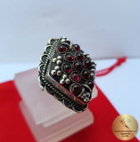 Vintage Ring, Red Gemstone Ring, Garnet Ring, Burgundy Red Ring, Sterling Silver Ring, Womens ring Prong Ring, Cocktail Ring, Statement Ring - CroatianJewelryCraft