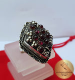 Vintage Ring, Red Gemstone Ring, Garnet Ring, Burgundy Red Ring, Sterling Silver Ring, Womens ring Prong Ring, Cocktail Ring, Statement Ring - CroatianJewelryCraft