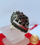 Vintage Ring, Red Gemstone Ring, Garnet Ring, Burgundy Red Ring, Sterling Silver Ring, Womens ring Prong Ring, Cocktail Ring, Statement Ring - CroatianJewelryCraft