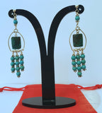 Unique Turquoise Chandelier Earrings, Natural Turquoise Statement Earrings, Long Dangle Earrings, Solid Sterling Silver Earrings - CroatianJewelryCraft