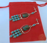 Unique Turquoise Chandelier Earrings, Natural Turquoise Statement Earrings, Long Dangle Earrings, Solid Sterling Silver Earrings - CroatianJewelryCraft